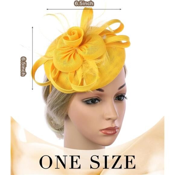 Fascinator Church Derby Hat Pillbox Hats Yellow main image 4